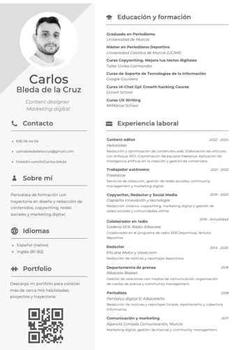 Vista previa del CV de Carlos Bleda de la Cruz